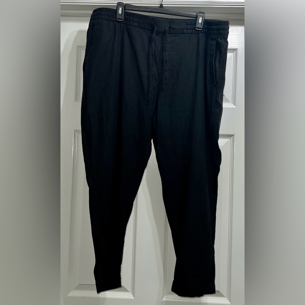 Old Navy Linen Blend Drawstring Pants Sz XL Relaxed Fit Pockets Wide Leg